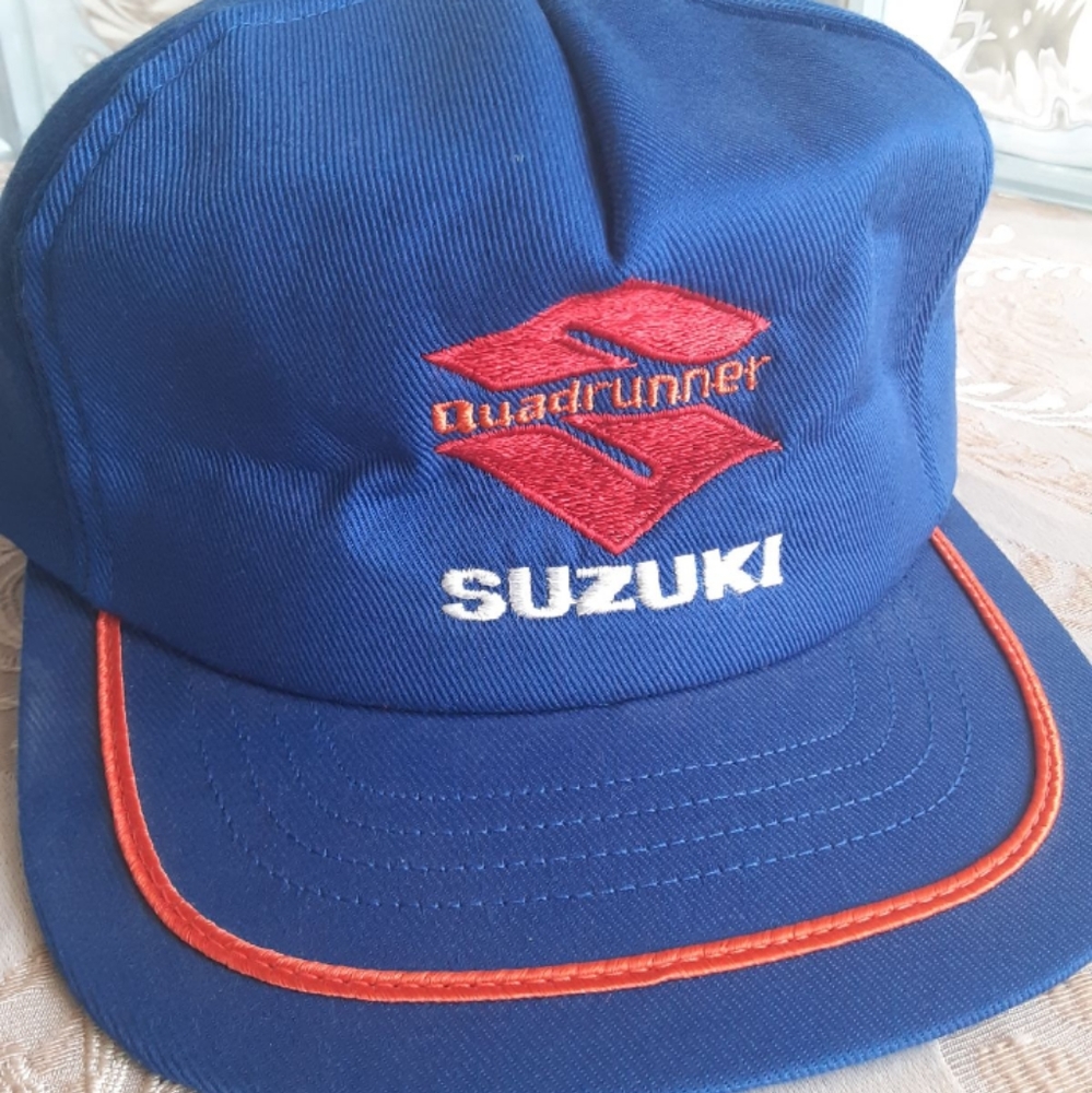 Vintage Trucker Hat Suzuki Quad Runner Snapback VTG Retro Blue Adjustable Retro